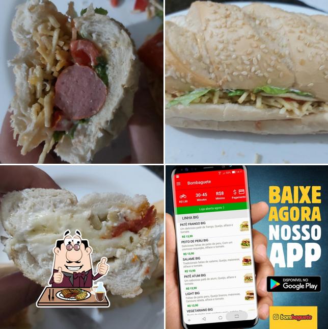 Escolha refeições de carne no bombaguete lanches e açaí