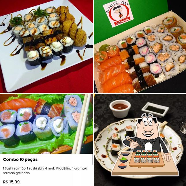 Rolos de sushi são disponibilizados no Sushi Delivery Jaraguá