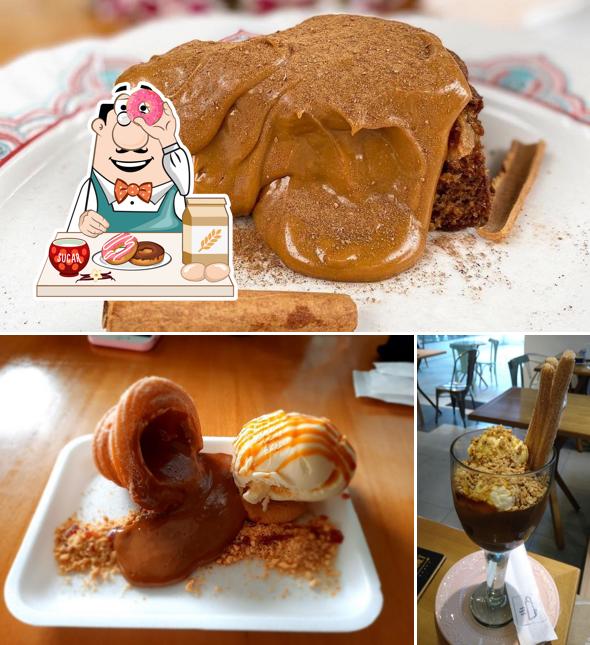 Fábrica Cafeteria oferece uma escolha de sobremesas
