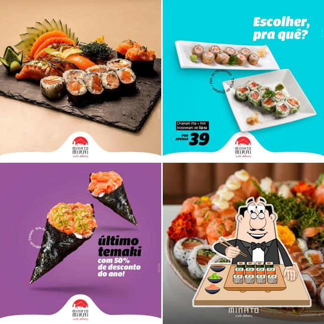 Rolos de sushi são disponibilizados no Minato Delivery Lajeado