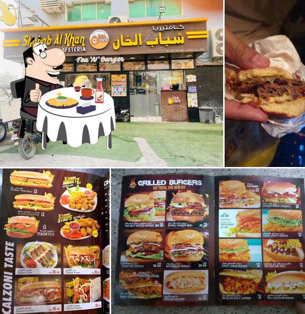 Order a burger at Shabab Al Khan Cafeteria