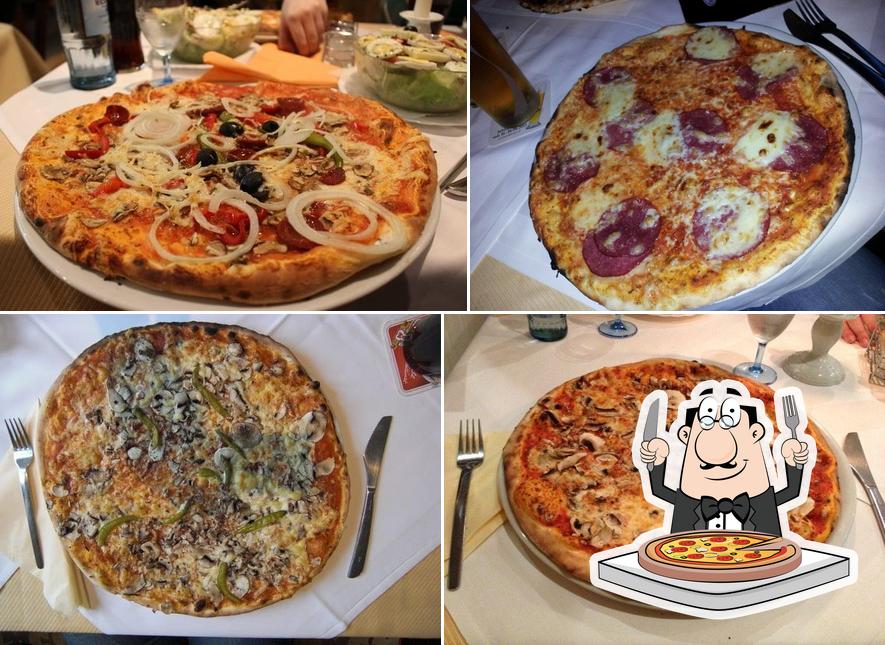 Kostet verschiedene Variationen von Pizza