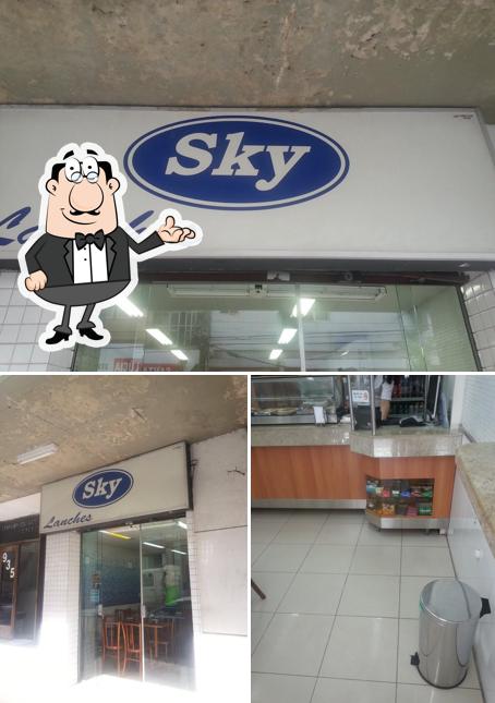 Confira a ilustração ilustrando interior e exterior no Sky Lanches