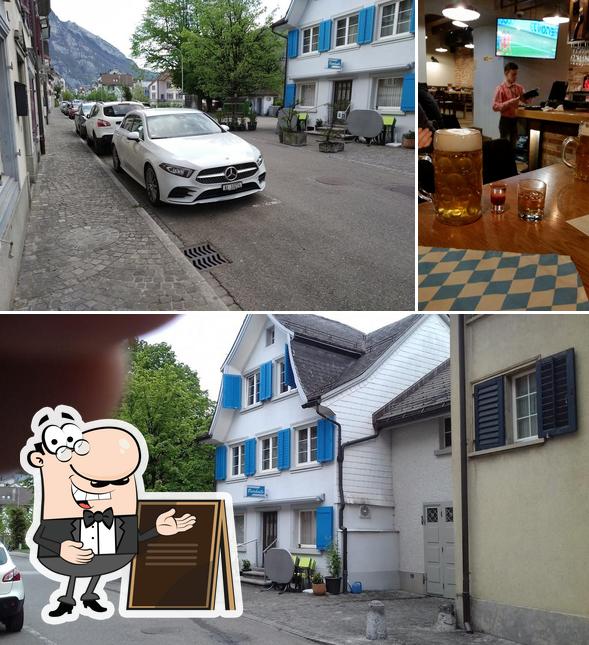 This is the picture depicting exterior and beer at Bierhalle