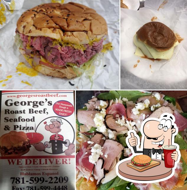 Try out a burger at George's Roast Beef, Pizza, Salad