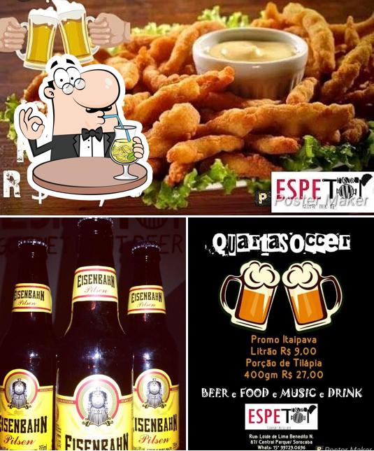 Entre diversos coisas, bebida e comida podem ser encontrados no Espetop Gourmet Point Beer