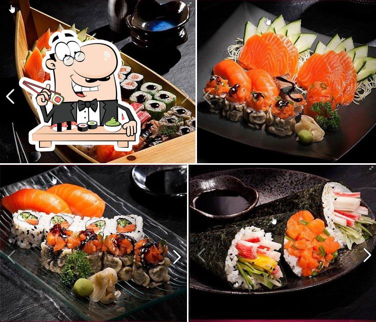 Rolos de sushi são disponibilizados no Restaurante Japonês - GENDAI