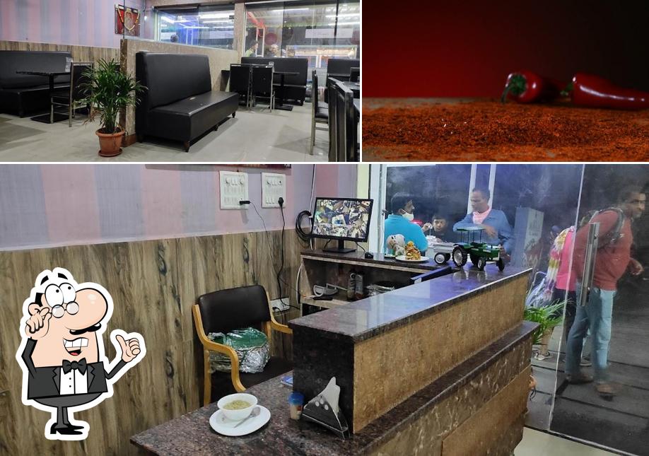 Among various things one can find interior and food at Hotel masala