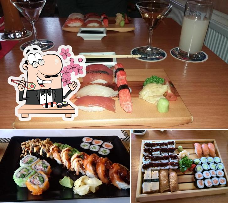 Sushi-Rollen werden von Mijori Sushi Bar serviert