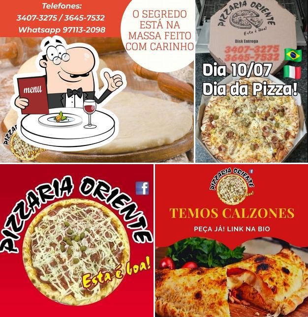 Comida em Pizzaria Oriente