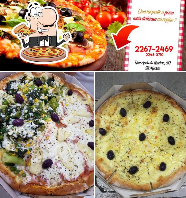 Escolha pizza no Pizzaria Jardim Modelo