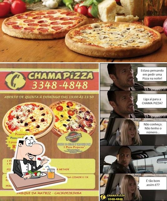 Esta é a imagem apresentando comida e exterior a Chamapizza Cachoeirinha