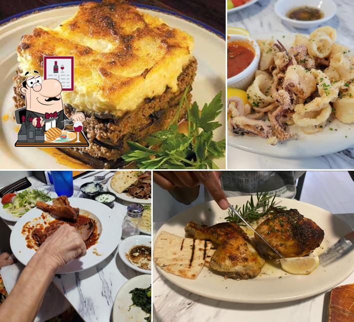 Закажите мясные блюда в "Santorini Greek Cuisine"