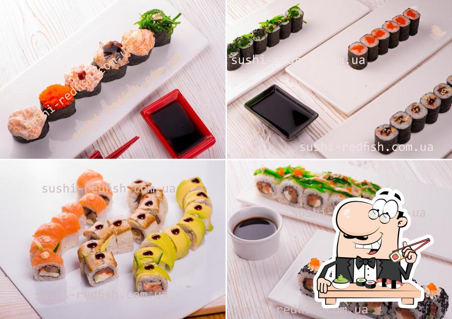 Sushi-Rollen werden von Sushi place Red fish angeboten