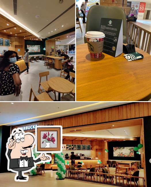 The interior of Starbucks