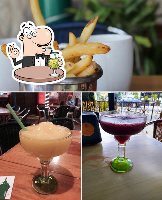 The picture of drink and fries at Paprika Mexican & Caribbean kitchen