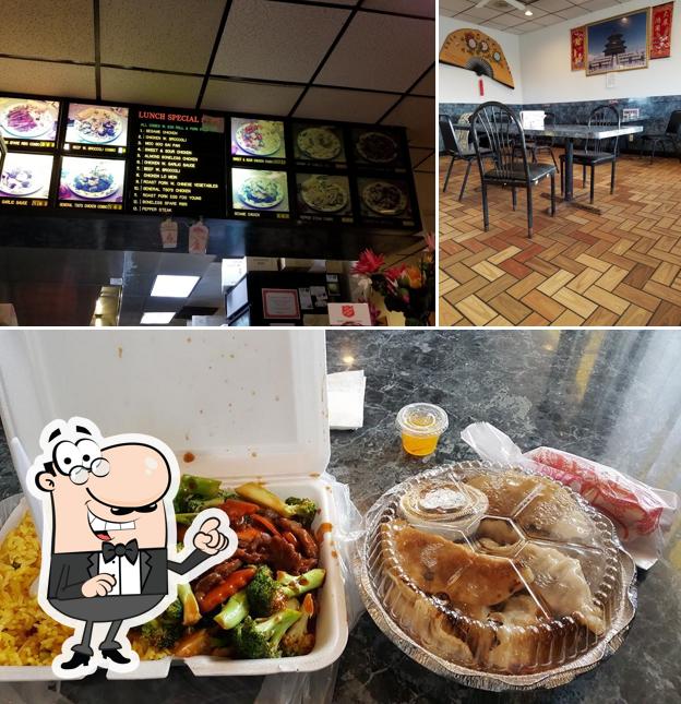 Take a look at the image displaying interior and food at China Wok