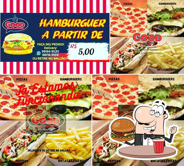Peça um hambúrguer no Good pizzaria