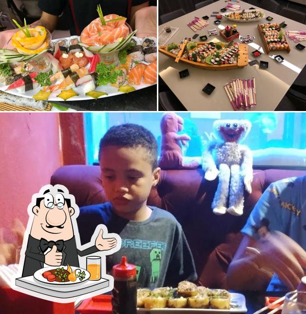 Entre diversos coisas, comida e interior podem ser encontrados a Jiraya Sushi Marambaia