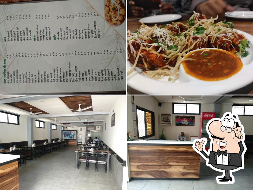 The restaurant's interior and food