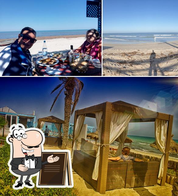 Parmi les différentes choses de la extérieur et la nourriture, une personne peut trouver sur Restaurant La Mer a Djerba
