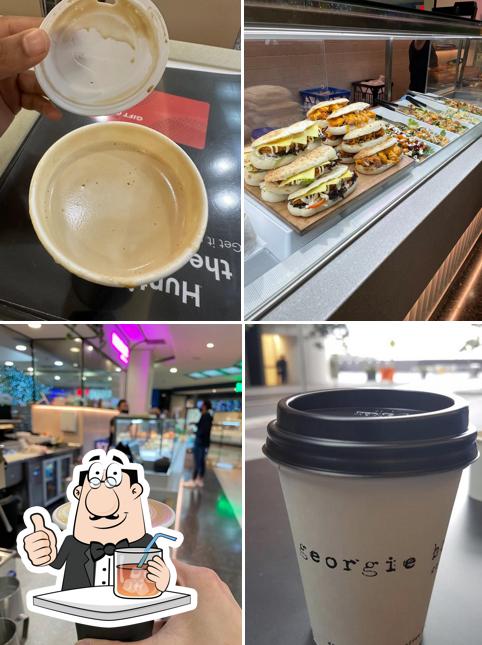 Это снимок, где изображены напитки и еда в Georgie Boy's Coffee Co - Westfield Sydney Central Plaza