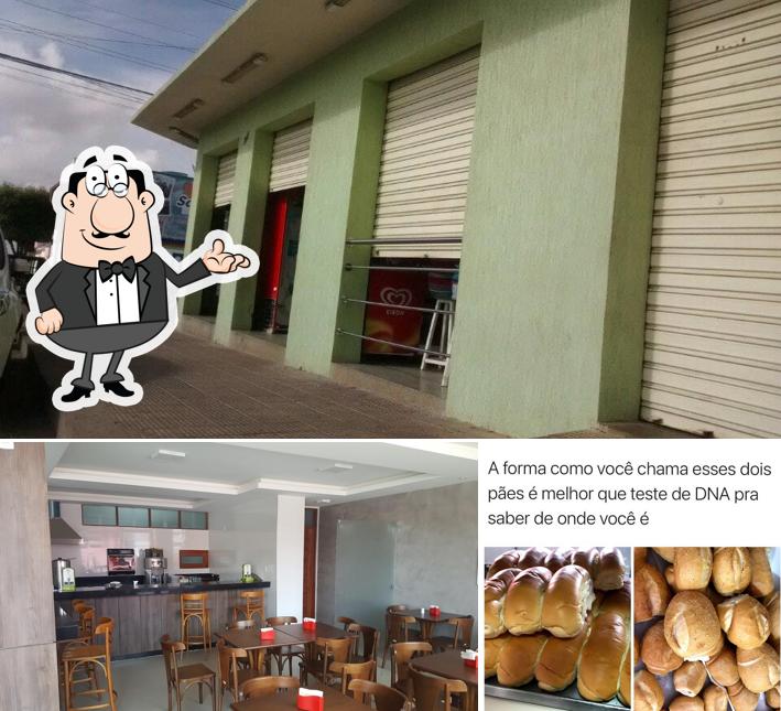 Esta é a ilustração mostrando interior e comida no Panificadora São Luiz