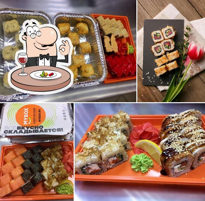 Еда в "MYBOX - суши-маркетах, wok-кафе, доставка"