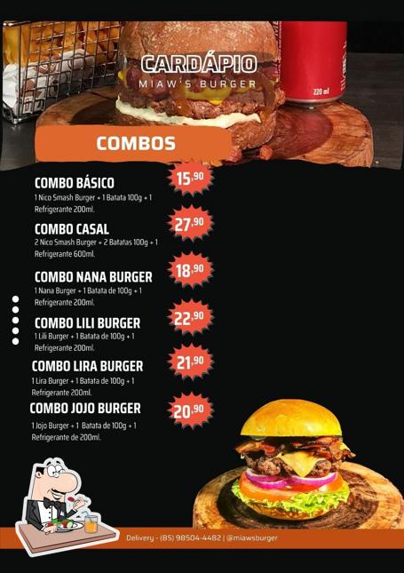 Comida em Miaw's Burger