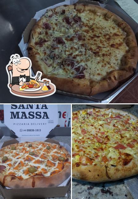 Escolha pizza no Pizzaria Santa Massa floripa