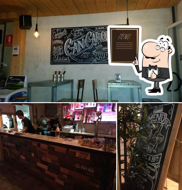 Can Carol Sandwich & Bar is distinguished by blackboard and bar counter
