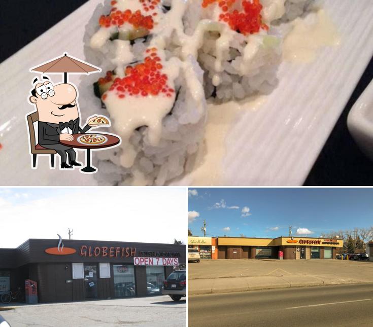 Parmi les différentes choses de la extérieur et la sushi, une personne peut trouver sur Globefish Sushi Kensington