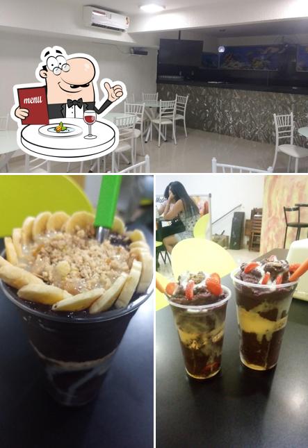 A comida e interior do restaurante