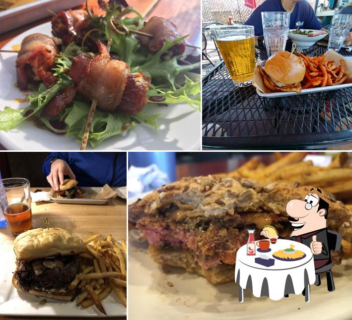 Try out a burger at Lazy Dog Sports Bar & Grill
