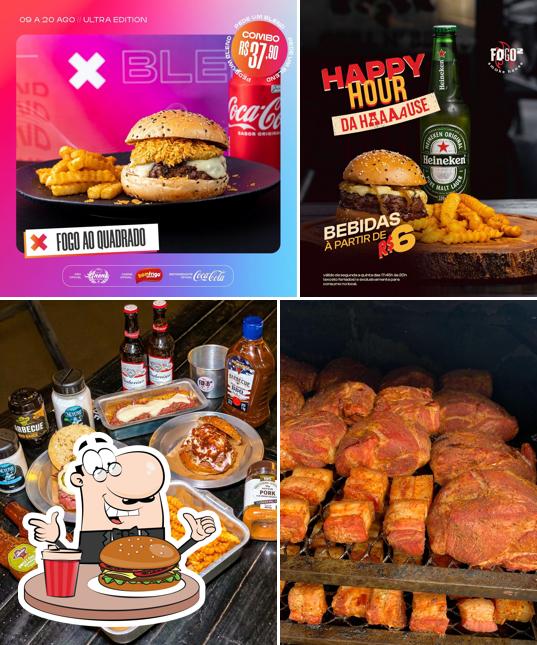 Hambúrguer em Fogo ao quadrado American BBQ & Hamburgueria