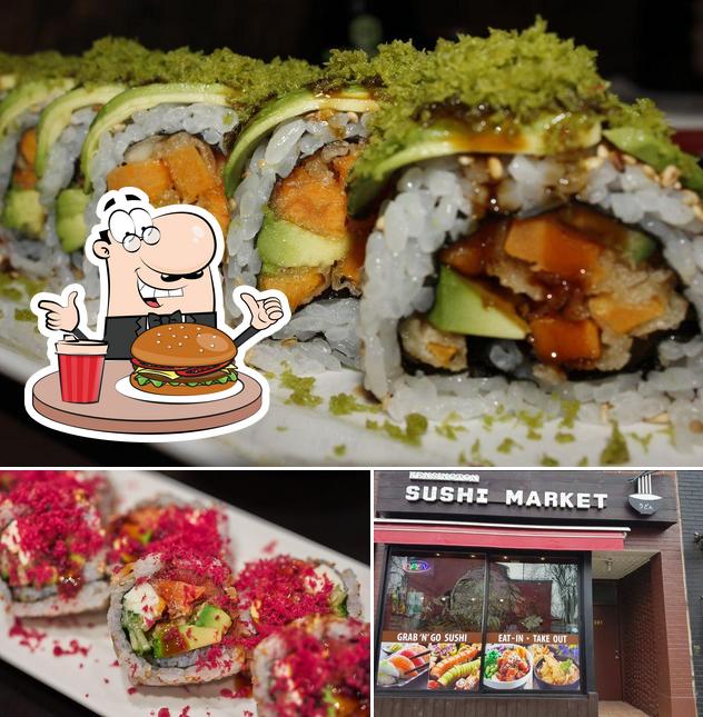 Get a burger at Kensington Sushi Market