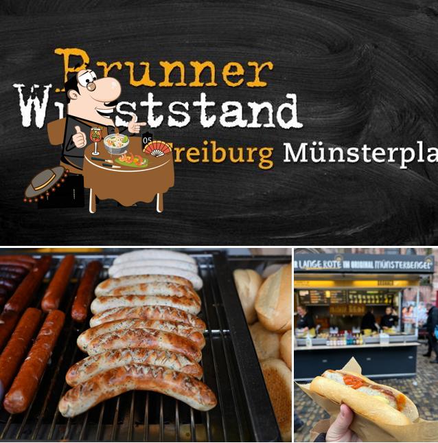 Among various things one can find food and blackboard at Brunner Wurstbraterei vom Münstermarkt