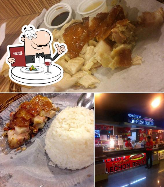 This is the picture depicting food and interior at Cebu's Original Lechon Belly