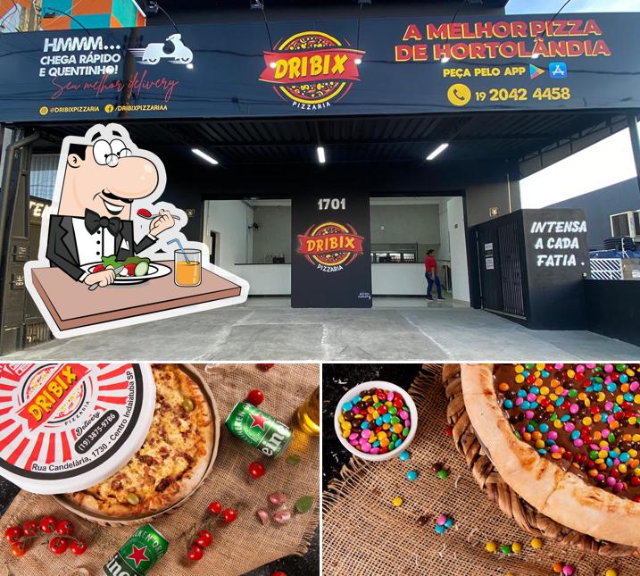 Entre diversos coisas, comida e exterior podem ser encontrados a Dribix Pizzaria Hortolândia