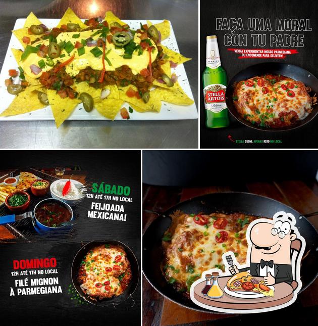 Escolha pizza no Madrecita Tex-Mex