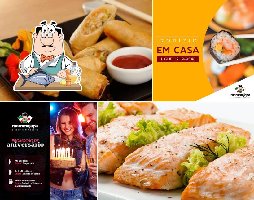 Salmão grelhado em Mammajapa Pizzaria e Temakeria