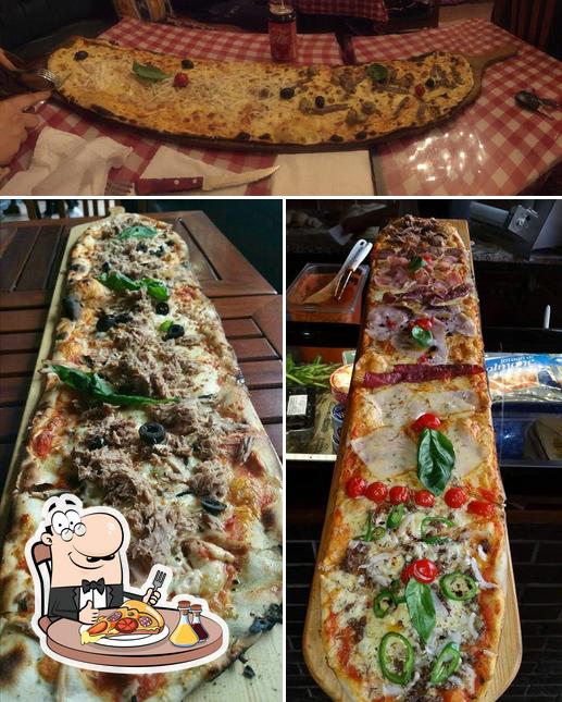 Pick pizza at Goomba's Pizza