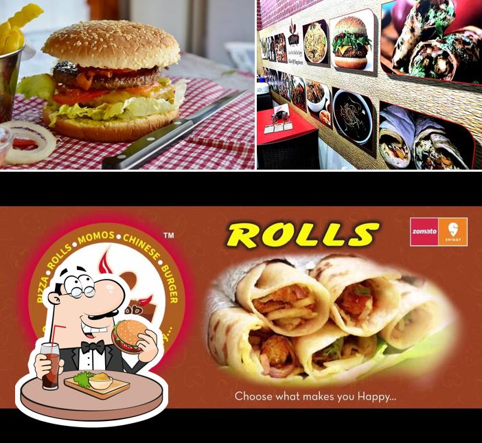 Get a burger at Lollipop Pizza Momos Chinese Burger Roll - Dombivali East