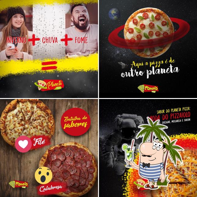 See this picture of Planeta Pizza
