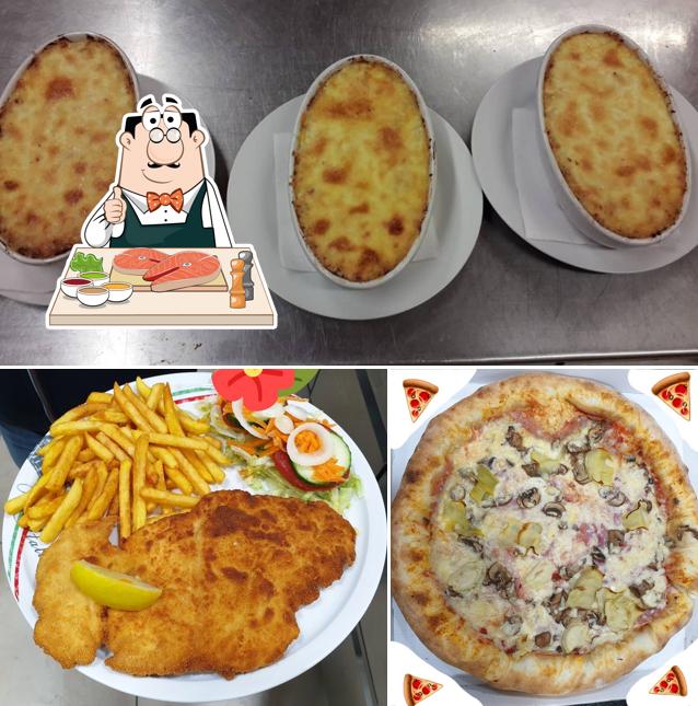 Fisch und pommes im Kazzir Pizza