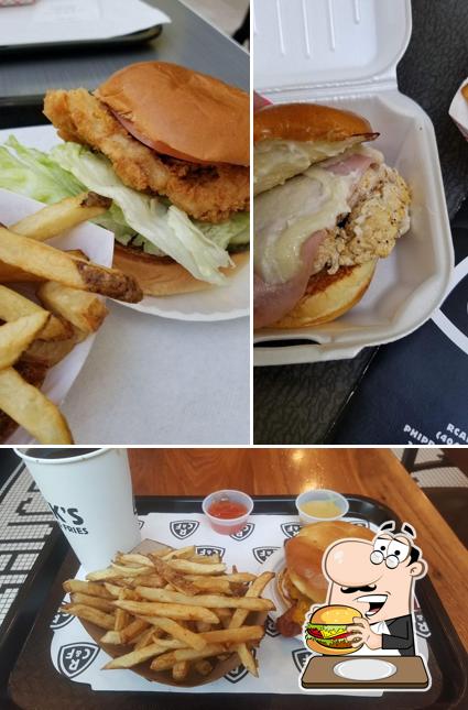 Get a burger at Rock's Chicken & Fries