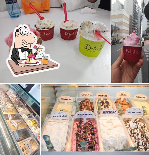 Dolce Vita Gelateria Italiana oferece uma escolha de sobremesas