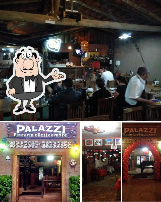 Изображение, на котором видны внутреннее оформление и внешнее оформление в Pizzaria & Restaurante Palazzi