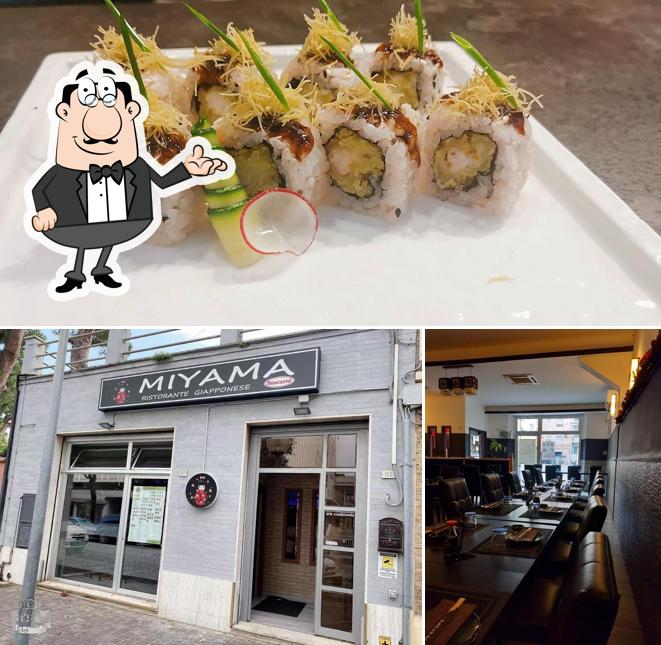 Tra le varie cose da Miyama Sushi Restaurant si possono trovare la interni e sushi