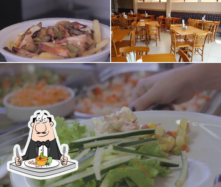 A ilustração da comida e interior no Honorato Restaurant
